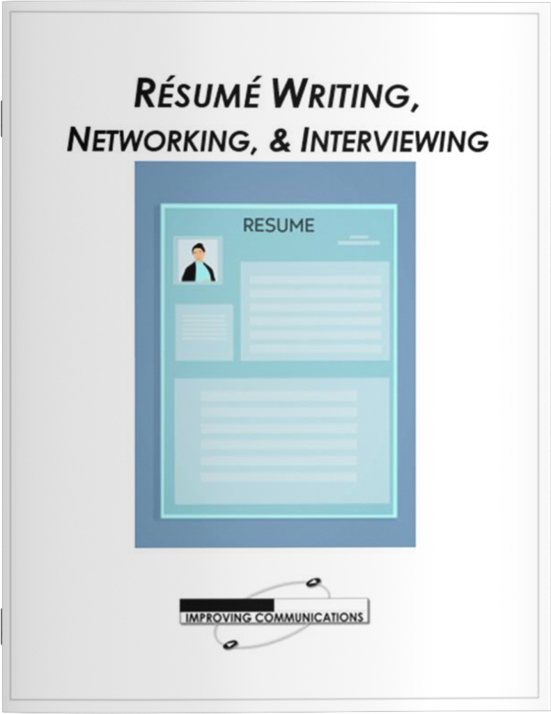 Workbook cover for Resume Writing, Networking and Interviewing Class